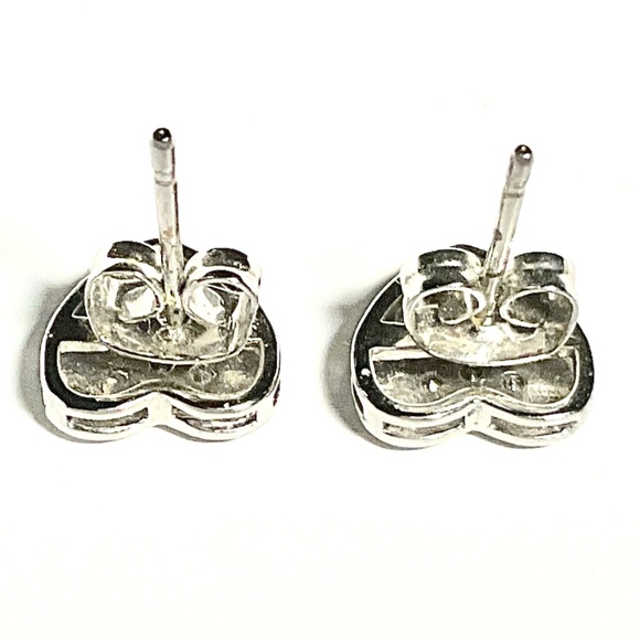 New Genevive Jewelry Heart Shaped Stud Earrings Rhodium Plating Cubic Zirconias - Picture 6 of 6
